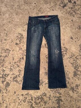 Express Dark Blue Denim Jeans with Red Logo Tab